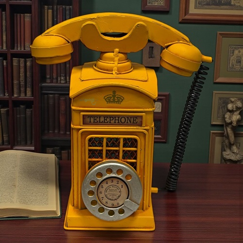 Retro Dekoratif Metal Ahizeli Telefon Kumbara