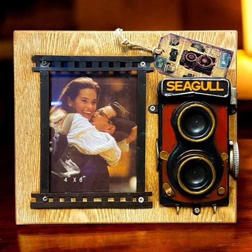 Retro Dekoratif Metal Çerçeve Fotoğraf Makinesi Dekorlu