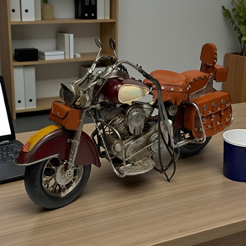 Retro Dekoratif Metal Kırmızı Motosiklet