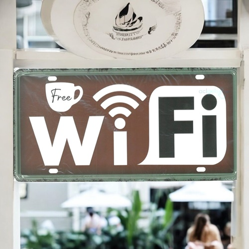 Retro Free Wifi Metal Kabartma Plaka
