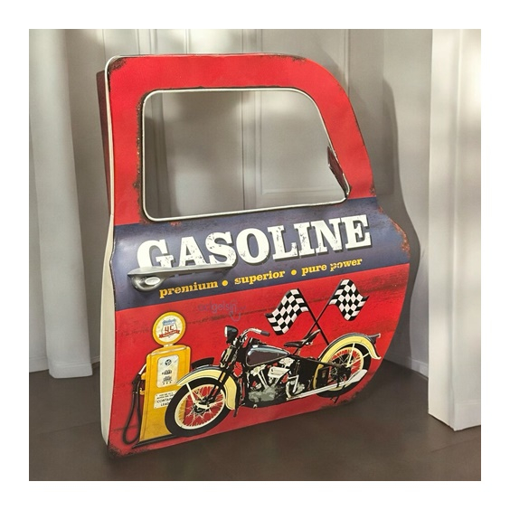 Retro Gasoline Araba Kapı Model Metal Pano