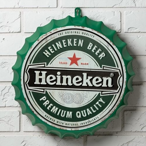 Retro Heineken Beer Şişe Kapak Model Metal Pano