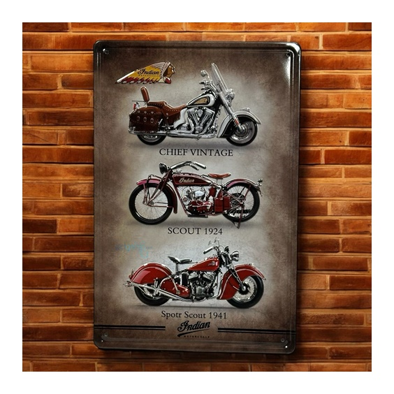 Retro İndian Motorcycle Metal Kabartma Plaka