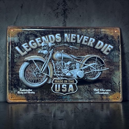 Retro Legends Never Die Metal Kabartma Plaka