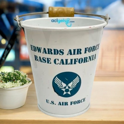 Retro Metal Beyaz Kova Küçük