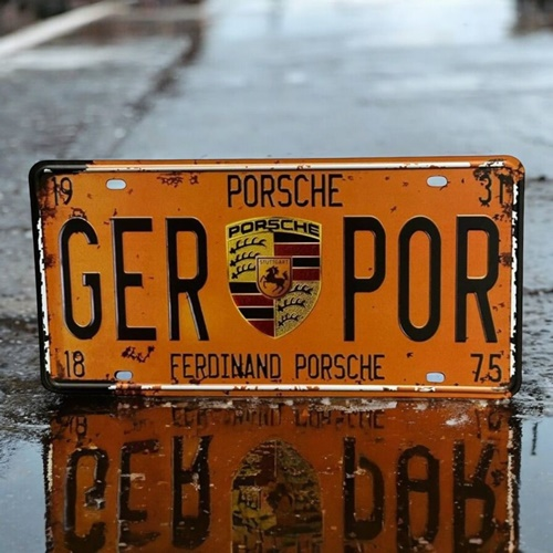 Retro Porsche Metal Kabartma Plaka