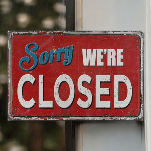 Retro Sory We're Closed Metal Kabartma Plaka