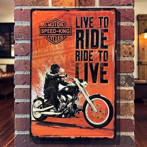 Retro Speed King Motorcycle Metal Kabartma Plaka