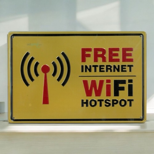 Retro Wifi Hotspot Metal Kabartma Plaka