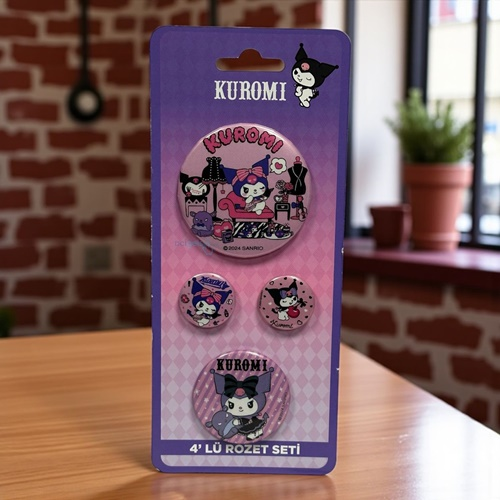 Sanrio Kuromi 4'lü Karışık Boy Rozet