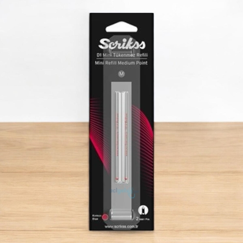 Scrikss D1 Blister 2li Tükenmez Kalem Yedeği Medium Kırmızı