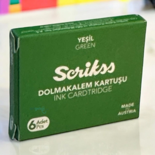 Scrikss Dolmakalem Mürekkep Yedek Kartuşu Yeşil 6'lı