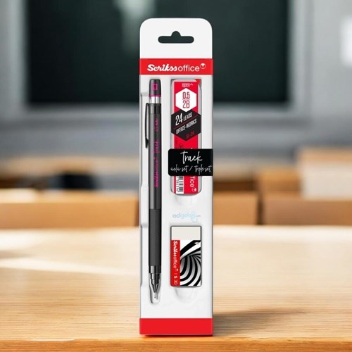 Scrikss Track 3'lü Set Mekanik Kurşun Kalem 0.5 Mm Pembe
