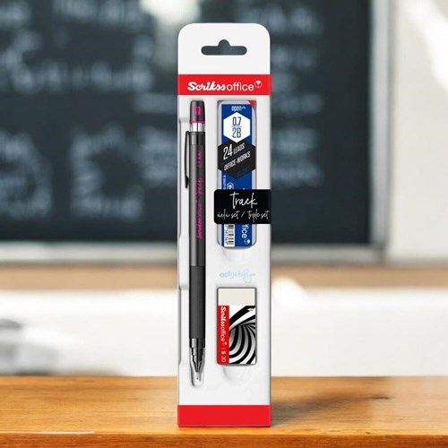 Scrikss Track 3'lü Set Mekanik Kurşun Kalem 0.7 Mm Pembe