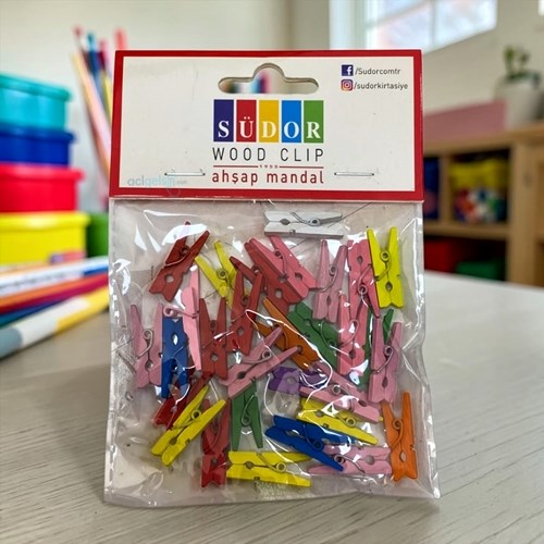 Südor Ahşap Mandal Küçük 2,5 Cm 30 Lu Renkli Bs99