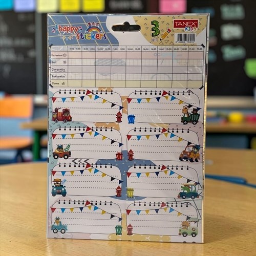Tanex Kids Okul Etiketi Ders Programlı 3 Yaprak