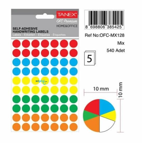 Tanex Ofc-128 5 Li Mix Color Ofis Etiketi