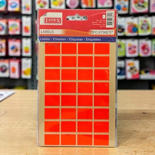 Tanex Ofis Etiketi Kırmızı 16x22mm 160 Parça 5 Yaprak