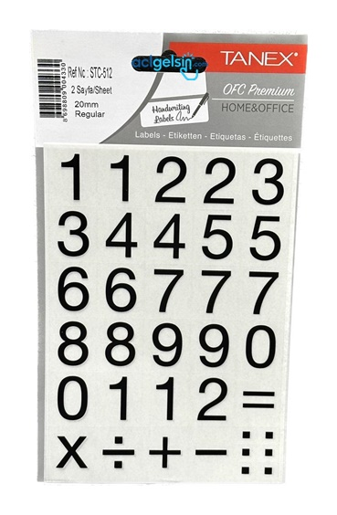 Tanex Rakam Etiketi 20mm Regular 2 Adet