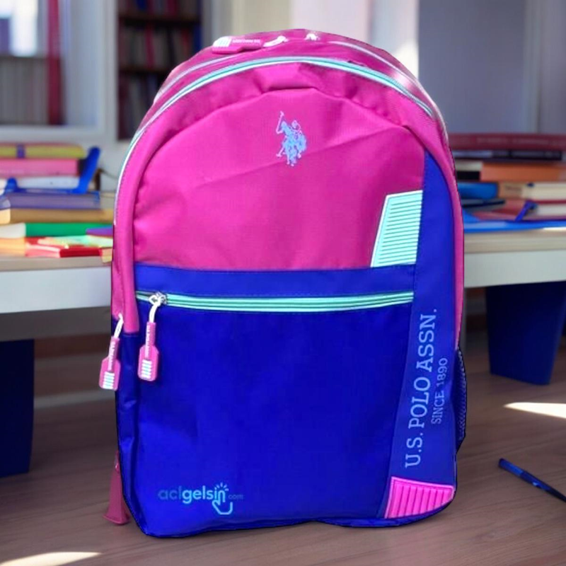Us Polo Asnn Üç Gözlü Sırt Çantası Pembe - Mavi