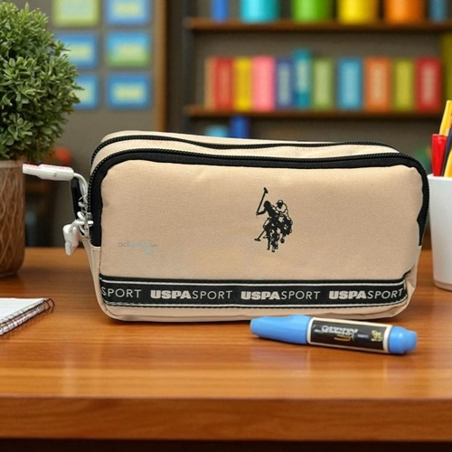 Us Polo Assn Çift Gözlü Kalem Kutusu Pembe