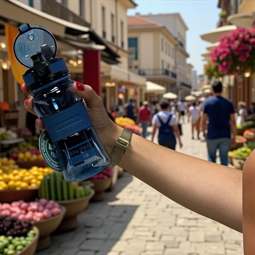 Uzspace 350 Ml Silikon Gövde Trıtan Su Matarası Mavi
