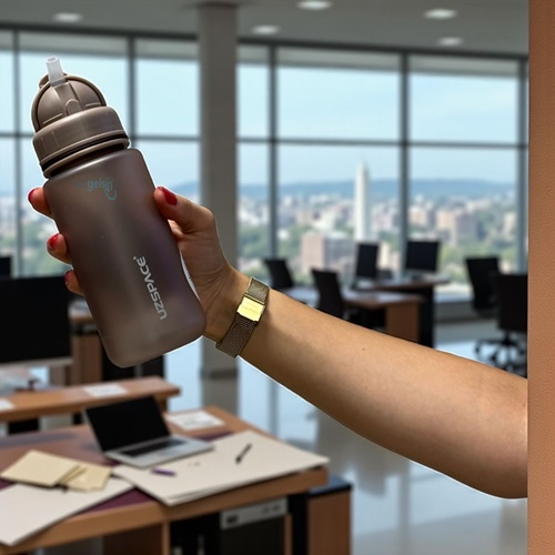 Uzspace 350 Ml Silikon Gövde Trıtan Su Matarası Açık Kahve 3024