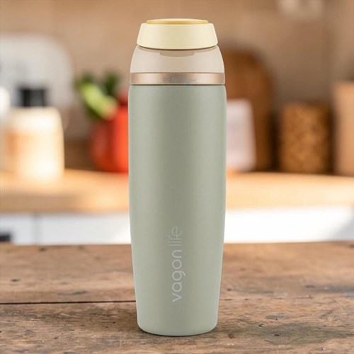 Vagonlife 800 Ml Çelik Termos Kulplu Paslanmaz Sızdırmaz Pipetli/pipetsiz Çift Kullanım Gri Renk