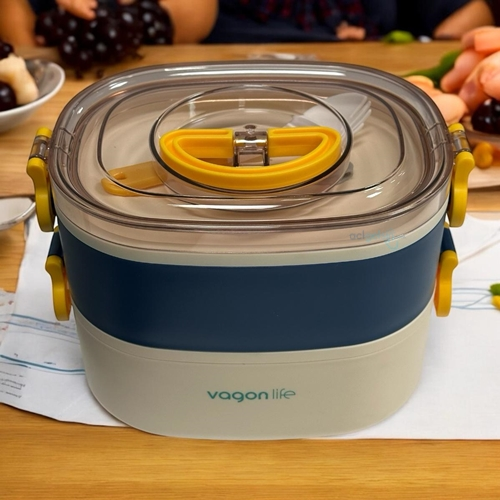 Vagonlife Paslanmaz Çelik Beslenme Kabı 1900 Ml Mavi-krem