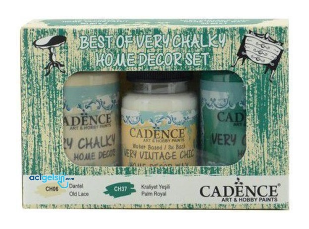 Very Chalky Home Decor Seti - 2 Boya + 1 Wax (dantel Ve Kraliyet Yeşili)