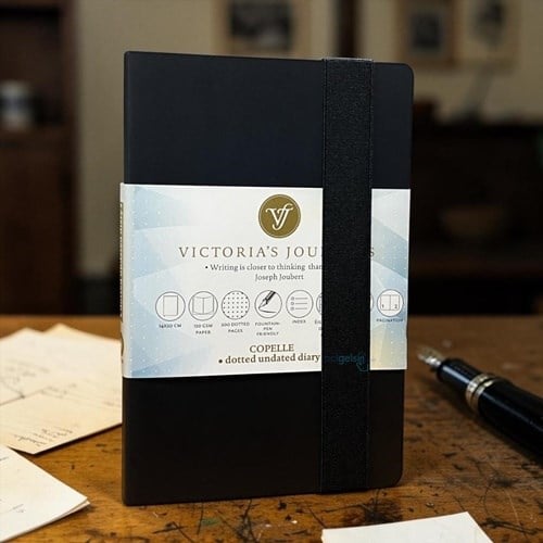 Victorias Journals Copelle Kraft Bujo Defter 120 Yaprak Noktalı Siyah