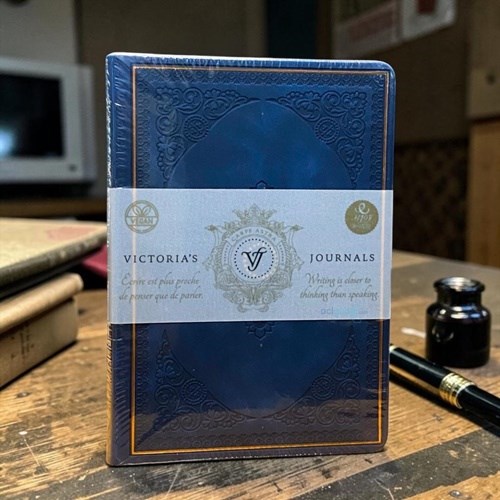 Victorias Journals Vintage Old Book Defter 128 Yp. Çizgili Lacivert