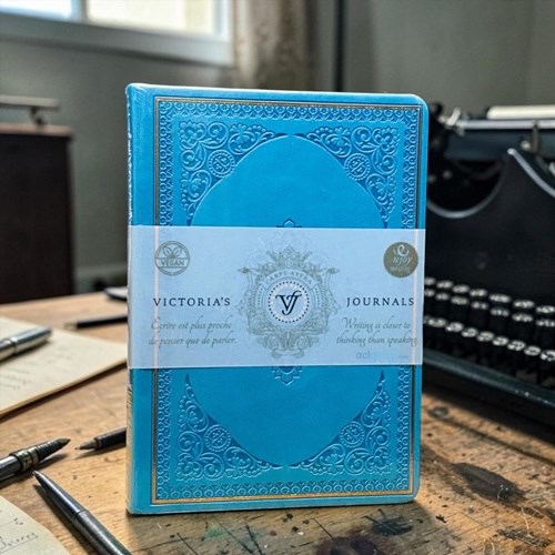 Victorias Journals Vintage Old Book Defter 128 Yp. Çizgili Turkuaz