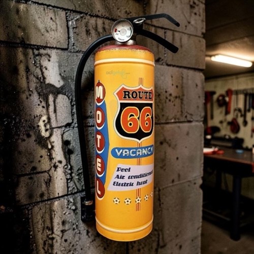 Vintage Decorative Metal Yangın Söndürücü Route 66
