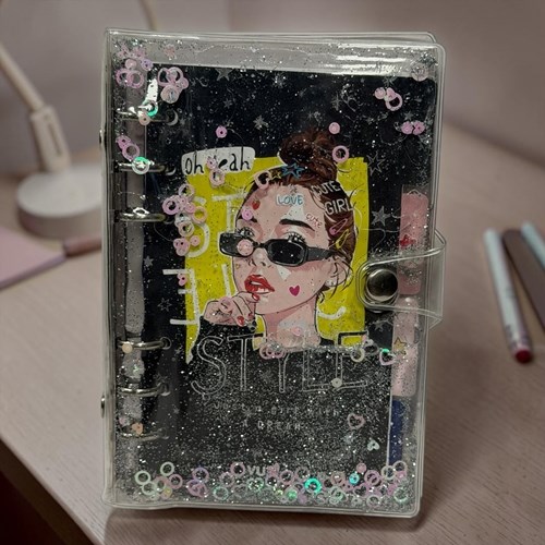 Vuki Mekanizmalı Simli Ve Sulu Kapaklı Desenli Defter Girl Power
