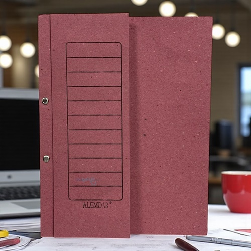 Yarım Kapak Pembe Karton Dosya Telli