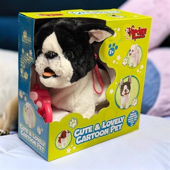 Peluş Tasmalı Yürüyen Havlayan Frasız Bulldog Köpek