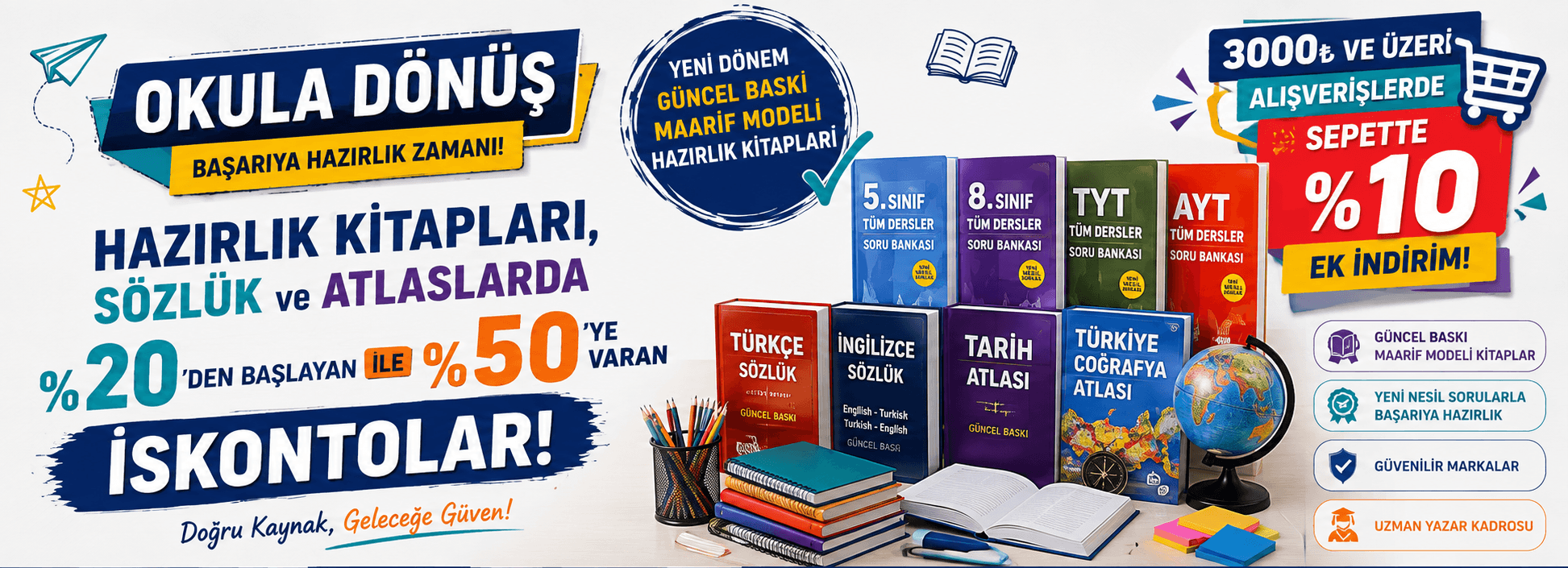 Hazırlık Kitapları Sözlük ve Atlaslarda %20 ile %50 Arası İndirim