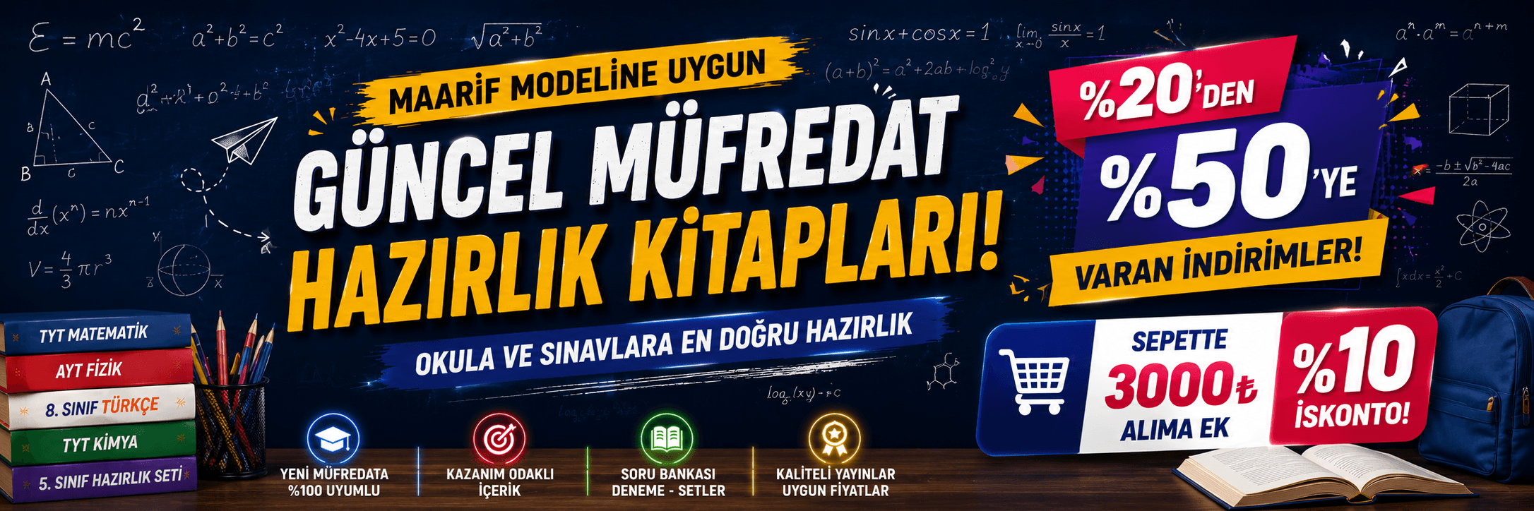 Hazırlık Kitapları Sözlük ve Atlaslarda %20 ile %50 Arası İndirim