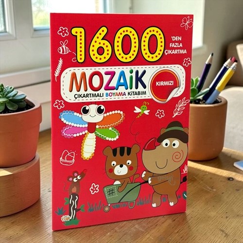 1600 Mozaik Çıkartmalı Boyama Kitabım Kırmızı