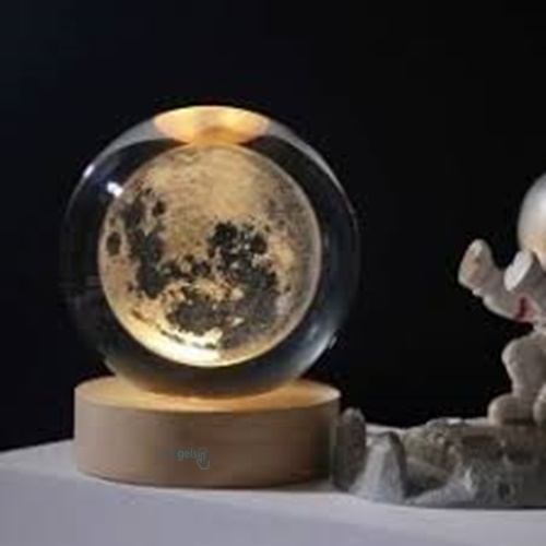 3d Dolunay Işıklı Cam Küre 6 Cm