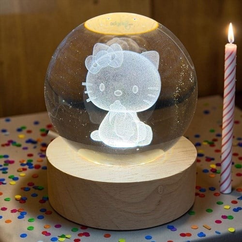 3d Hello Kitty Işıklı Cam Küre 6 Cm