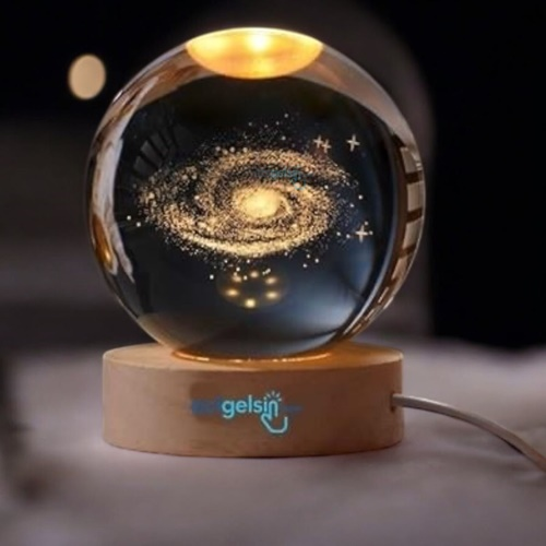 3d Samanyolu Işıklı Cam Küre 8 Cm