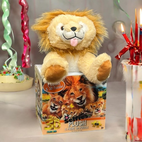 48 Parça 3d Puzzle Ve Peluş Aslan