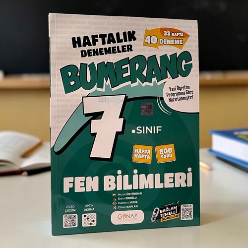7. Sınıf Fen Bilimleri Bumerang 32 Haftalık Denemeleri Günay Yayınları