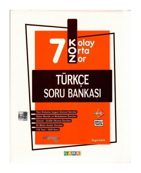 7.sınıf Gama Kolay – Orta – Zor Türkçe Soru Bankası Kurmay Yayın