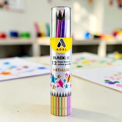 Adel Black Line Metalik Kuru Boya 12li Tüp