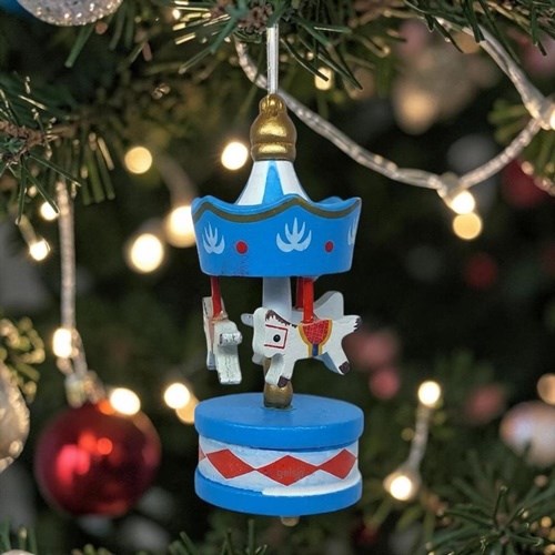 Ahşap Atlı Karınca Yılbaşı Ağacı Deforatif Süs Mavi 6'lı