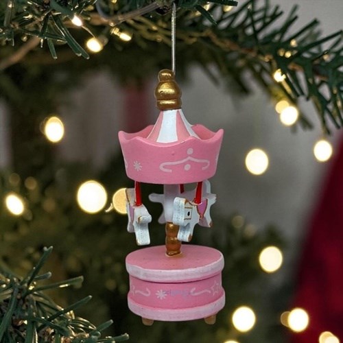 Ahşap Atlı Karınca Yılbaşı Ağacı Deforatif Süs Pembe 6'lı