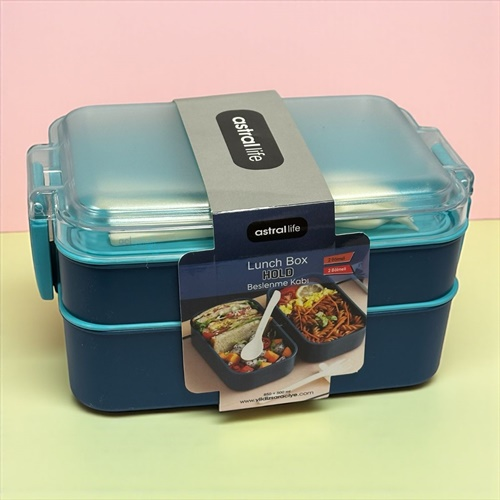 Astral Life Lunch Box Beslenme Kabı Seti İki Katlı Lacivert